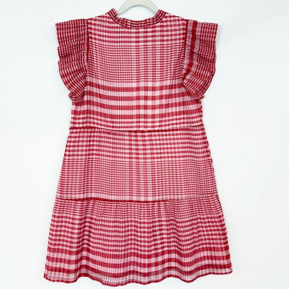 Marie Oliver Bay Mini Dress in Cherry Check Pattern Red & Pink Women's Medium - Picture 8 of 12